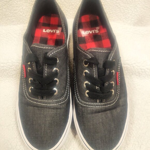 Levi's Women's Dark Gray/Black Denim Sneakers - Side Trademark Logo - Size 6.5 - Picture 3 of 8
